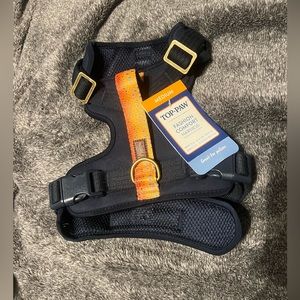Top paw navy blue, yellow fish pattern dog harness